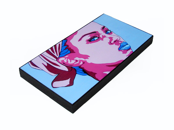 Mounted Blue And Magenta Pop Art Portrait Print