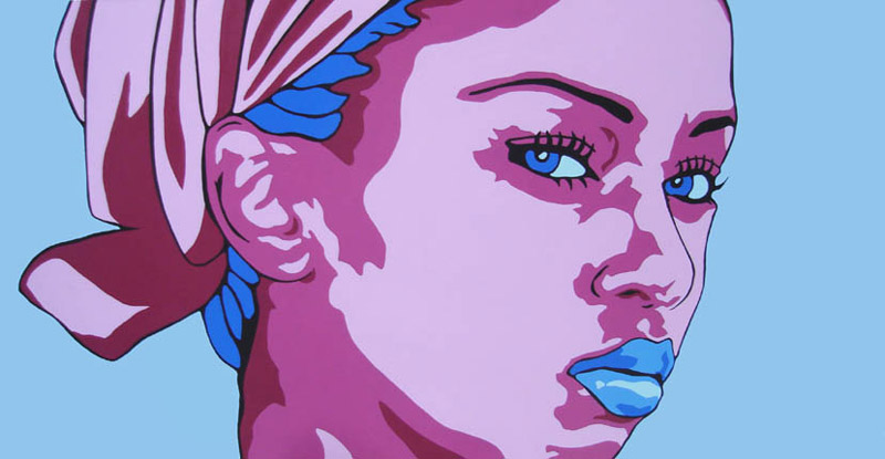 Laurie Blue And Magenta Pop Art Portrait Print