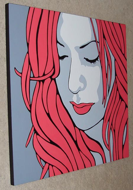 Red and Grey Pop Art Portrait Painting