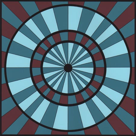 Mounted Geometric Pinwheel Print - Double Aqua