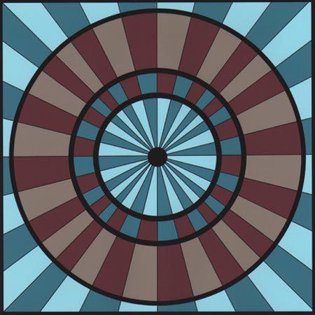 Mounted Geometric Pinwheel Print - Aqua on Brown