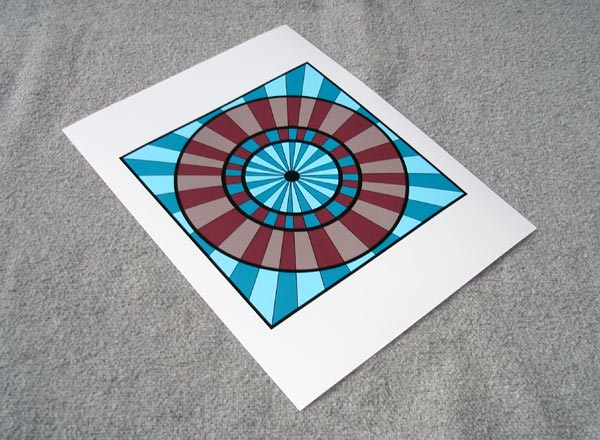 Geometric Giclee Pinwheel Print - Aqua on Brown