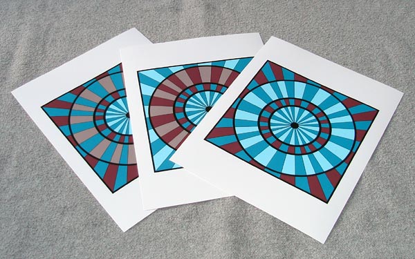 Brown and Aqua Geometric Pinwheel Print Set