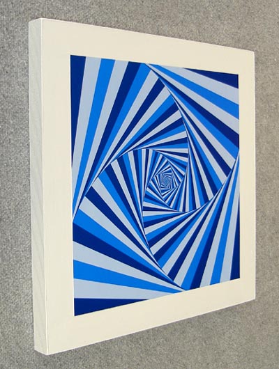 Mounted Geometric Blue Spiral Print