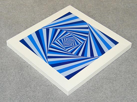Geometric Blue Spiral Mounted Print