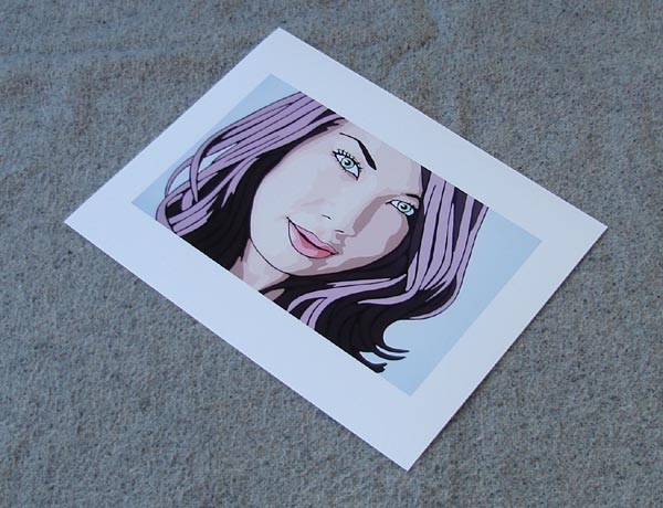 Plum Hair, Green Eyes Pop Portrait Giclee Print
