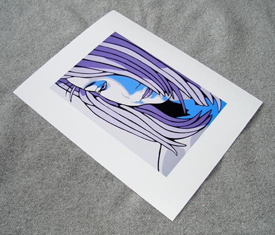 Purple Hair And Blue Face Pop Portrait Giclee Print
