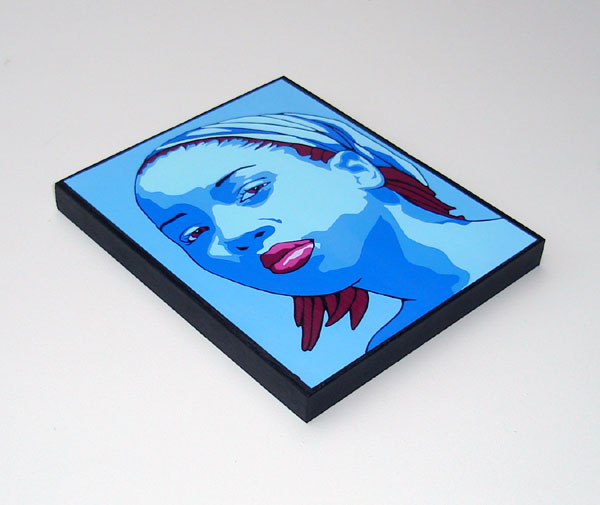 Mounted Blue And Magenta Portrait Print