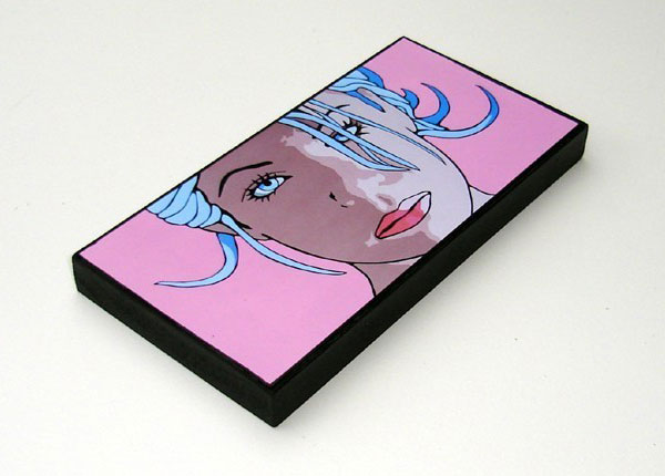 Mounted Pink And Blue Pop Portrait Print