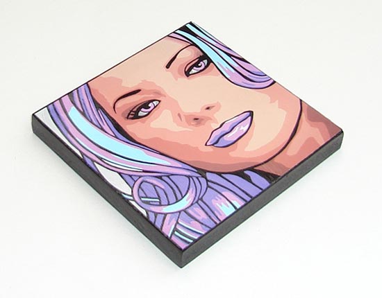 Pink and Purple Hair Pop Portrait Mounted Print