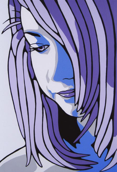 Megan Purple And Blue Pop Portrait Giclee Print