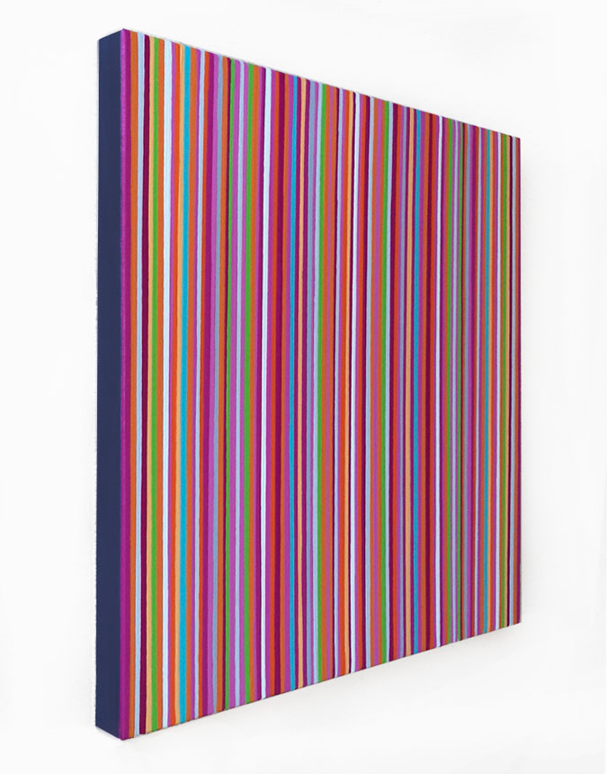 Original Magenta, Orange And Citrus Green Stripes Painting