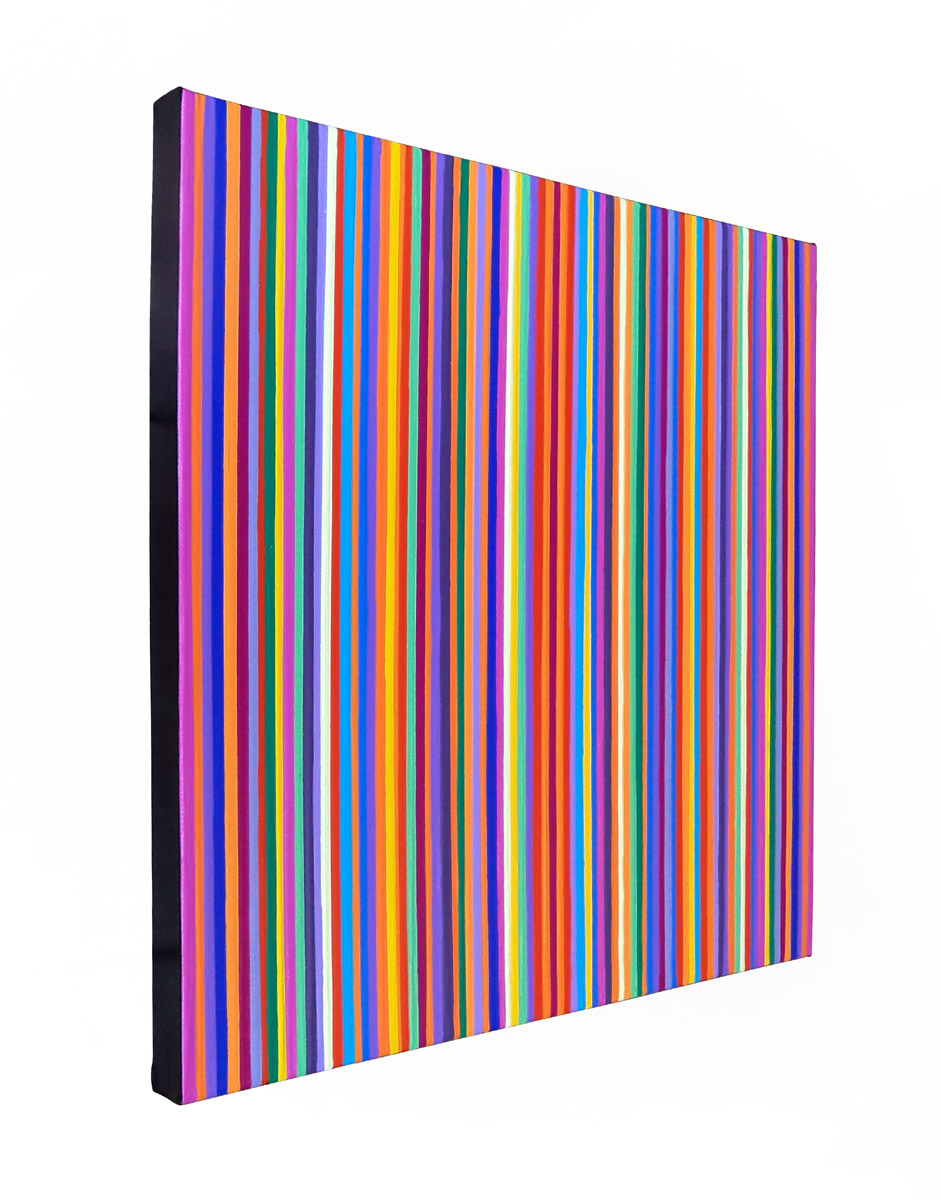 Original Purple Orange Blue And Magenta Stripes Painting