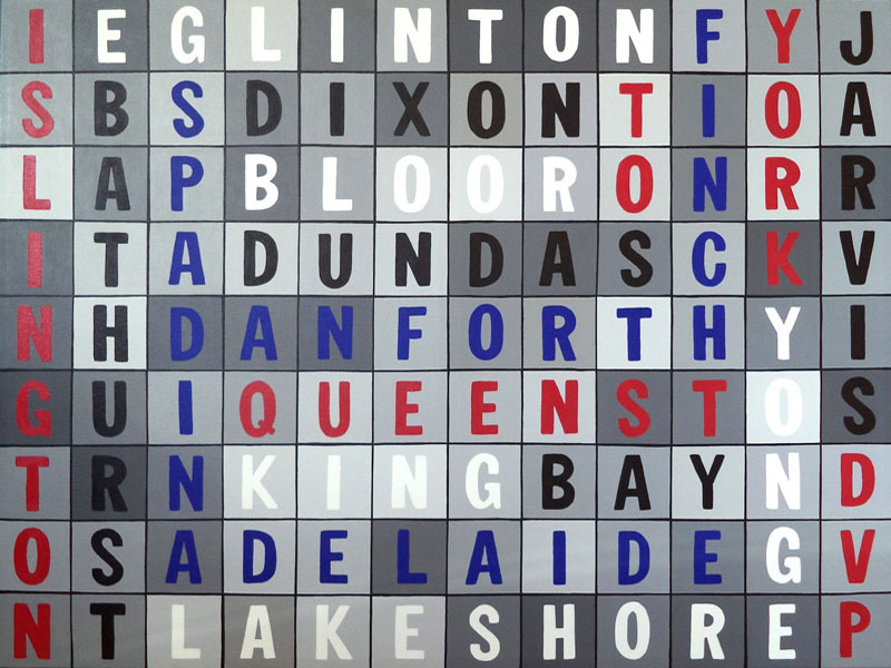 Original Toronto Streets Word Find Artwork Oversized Wall Art