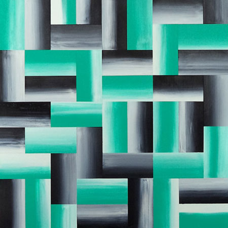 Abstract Green Rectangles Painting