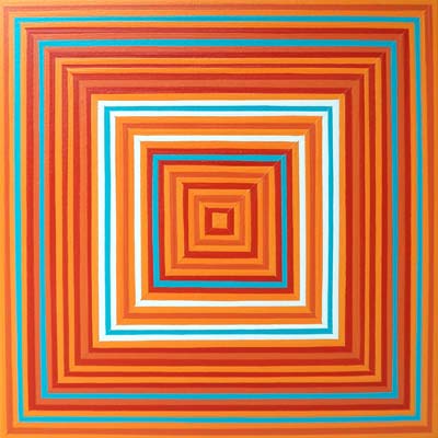 Orange And Blue Square Painting