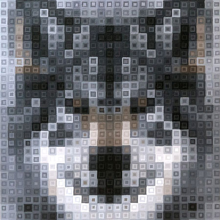 Grey Wolf Pixel Painting