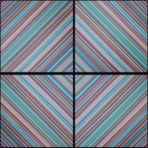 Multi-Color Polyptych Stripes Painting