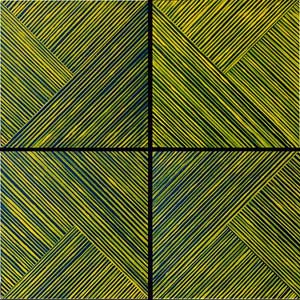 Black and Yellow Polyptych Stripes Painting