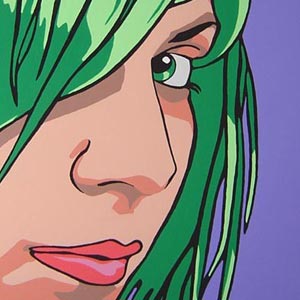 Green Profile Portrait Painting