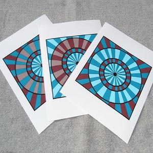 Brown and Aqua Geometric Pinwheel Print Set