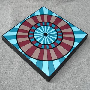 Aqua on Brown Mounted Geometric Pinwheel