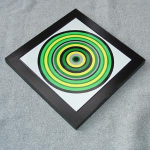 Mounted Green and Yellow Circles Print