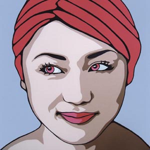 Red and Grey Portrait Giclee